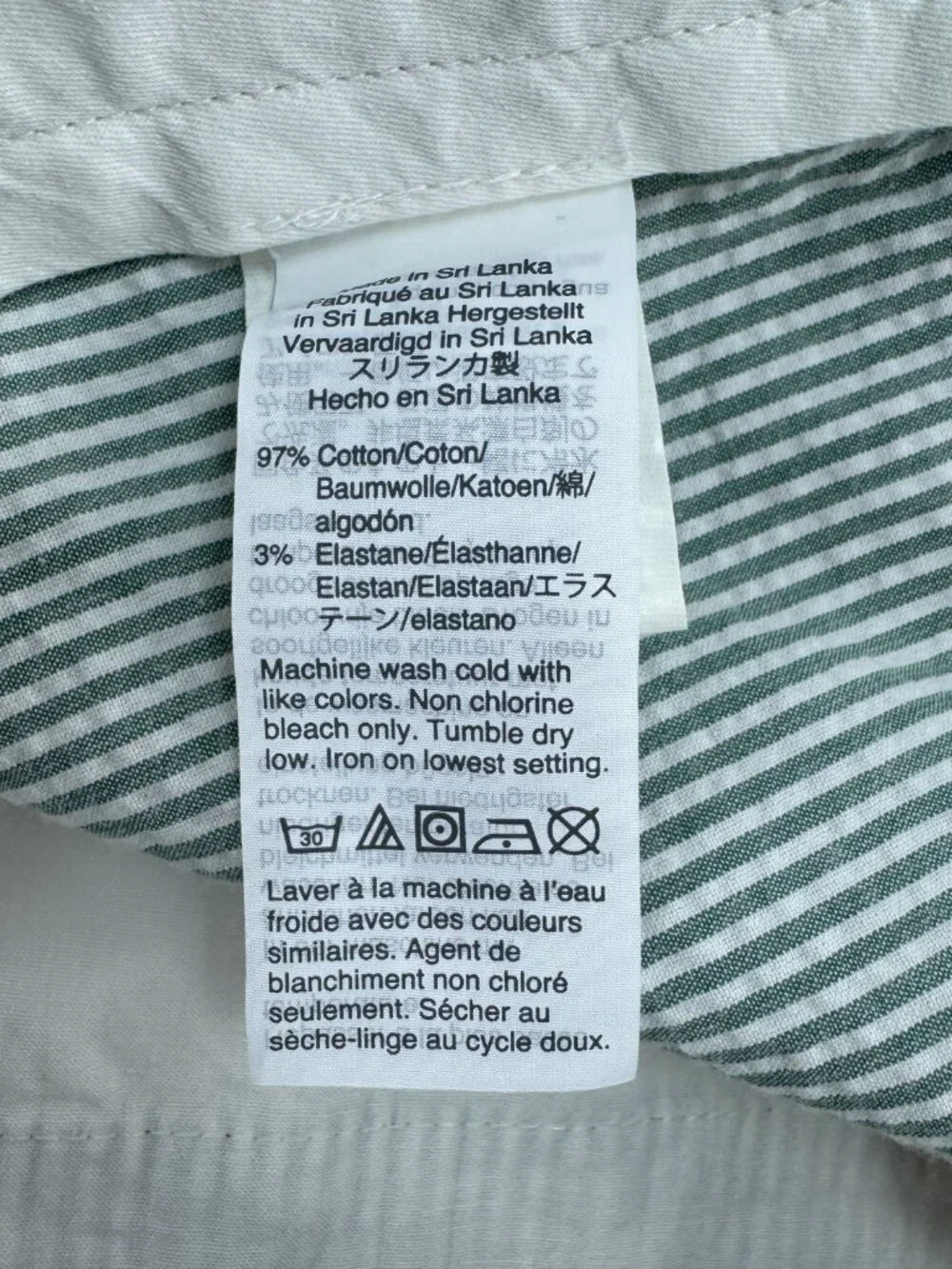J. Crew Seersucker Shorts Green White Striped Men's Size 36 9
